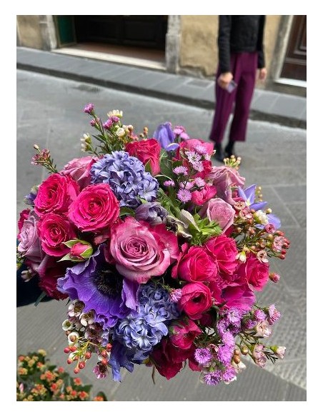 Bouquet  azzurro fucsia